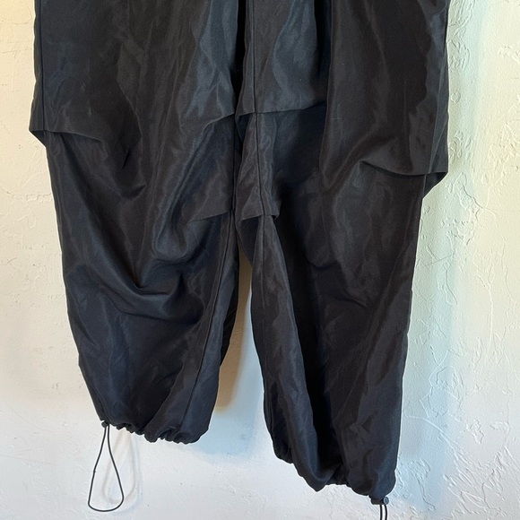 Black Baggy Cargo Hip Hop Dance Pants with Pockets & Drawstrings Sz S - Picture 3 of 10